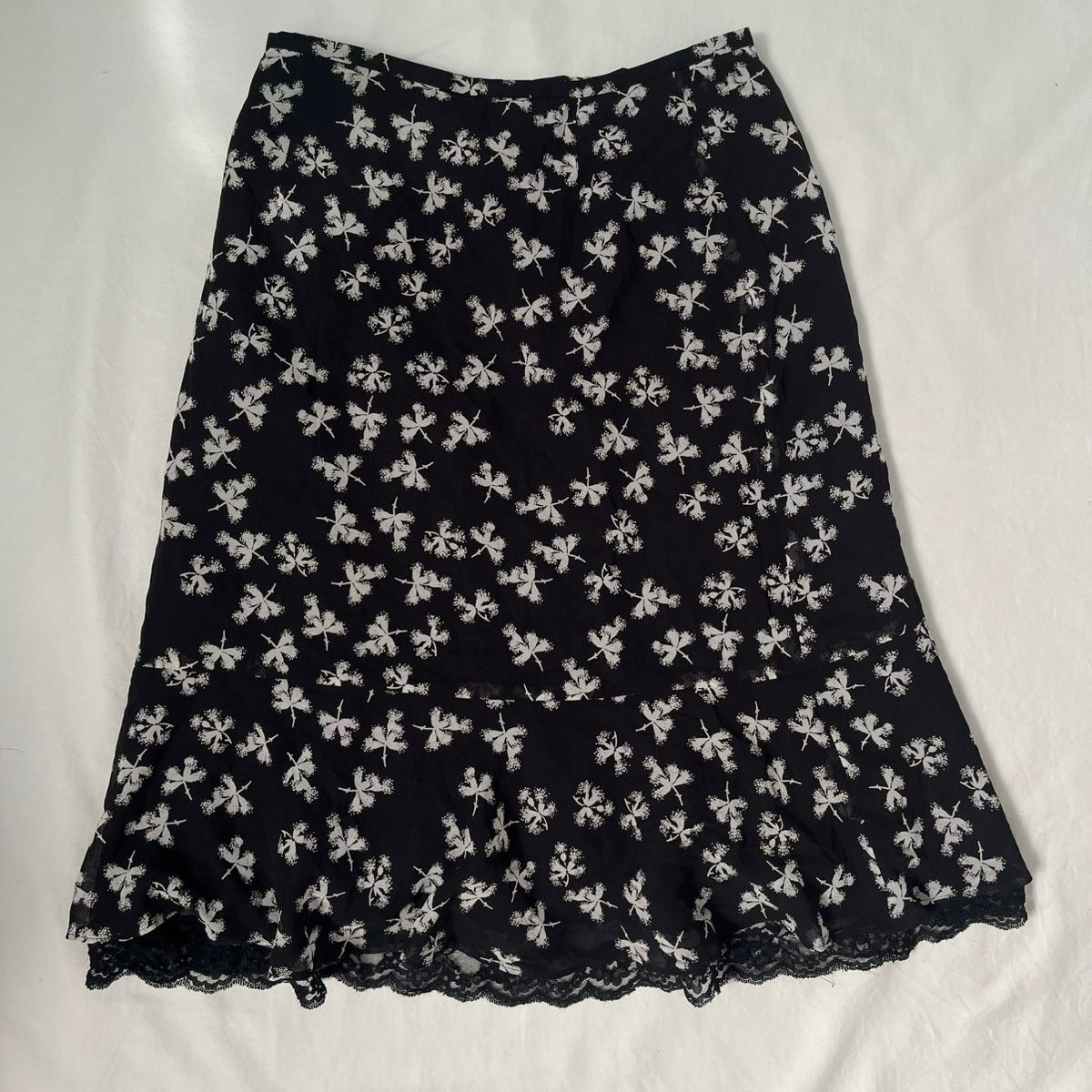 Floral Black Midi Skirt