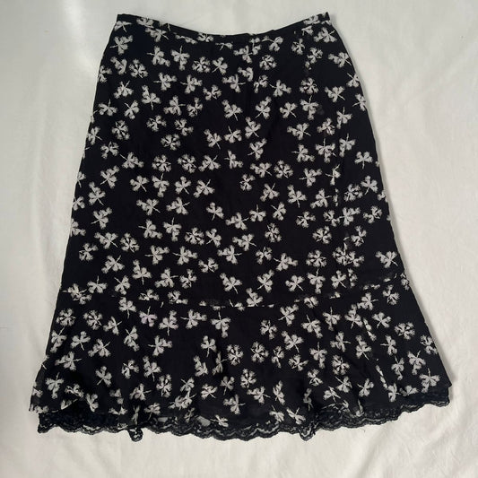 Floral Black Midi Skirt