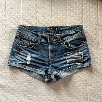 Low rise denim shorts
