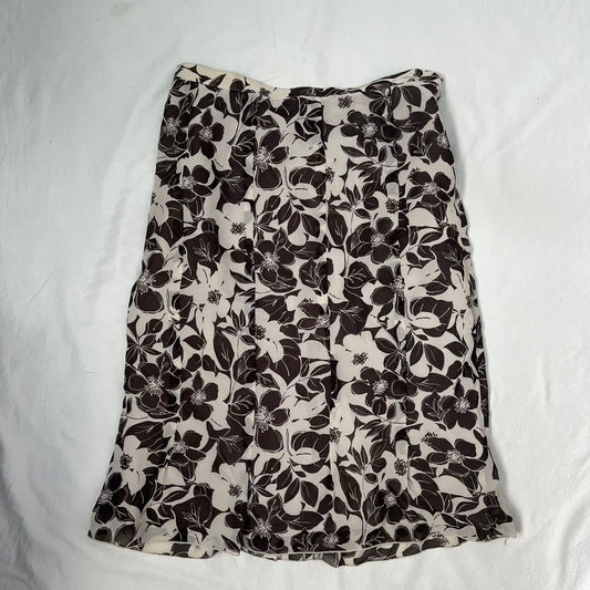 Floral White Midi Skirt