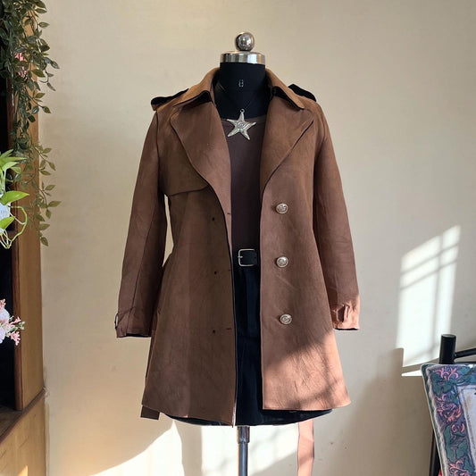 Brown Suede Trench Coat