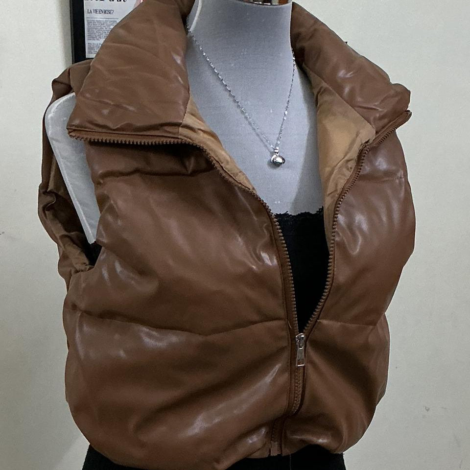 Puffer Leather Jacket