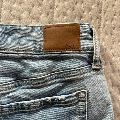 Distressed low rise denim shorts