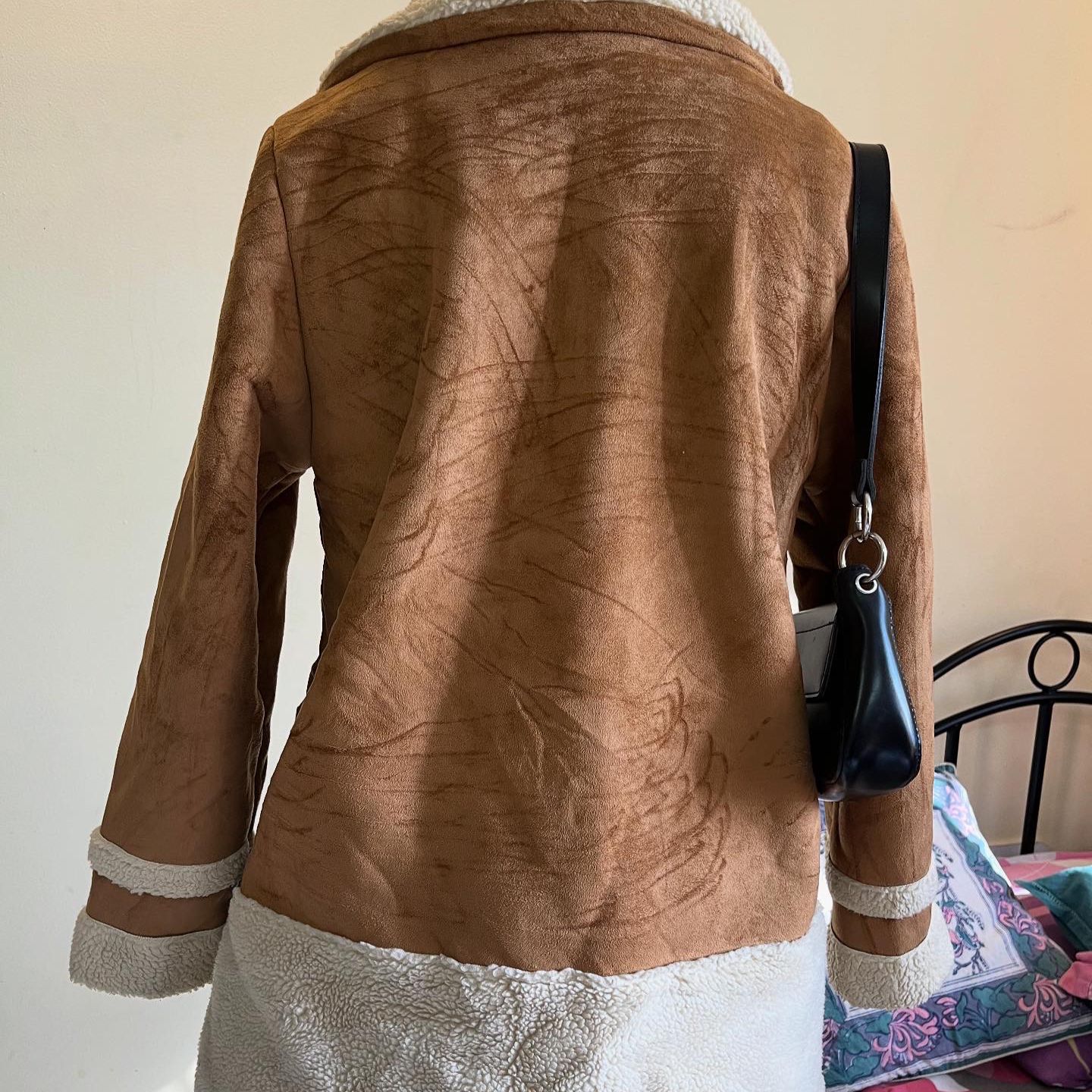 Zara Brown Suede Fur Coat