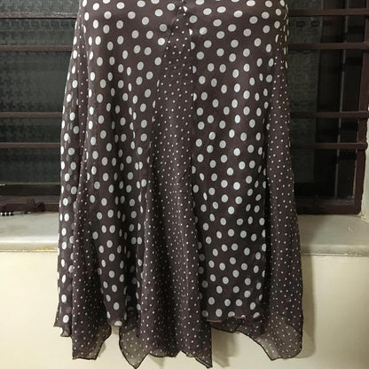 Brown Sleeveless Polka-Dot Dress