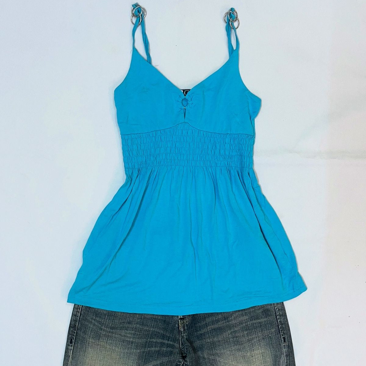 Blue Steel Rings Detailed y2k Top