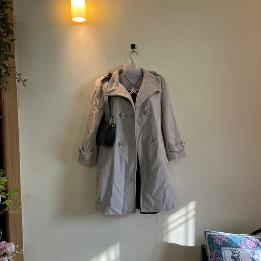 Beige Double Breasted Peacoat