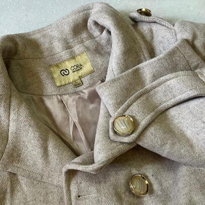 Beige Double Breasted Peacoat