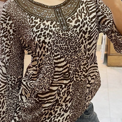 Leopard Print Embellished Top