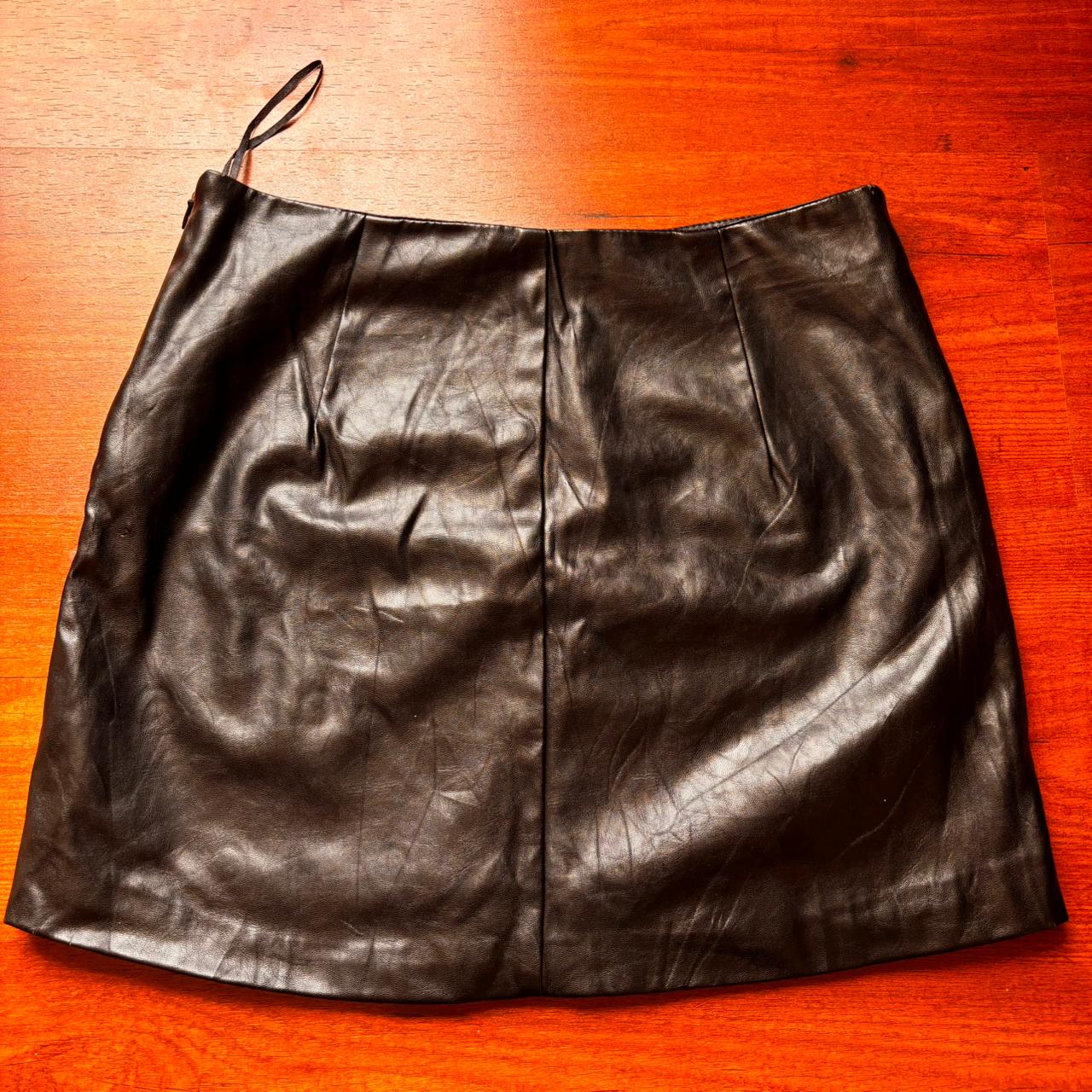 Leather Skirt with Eyelet Details