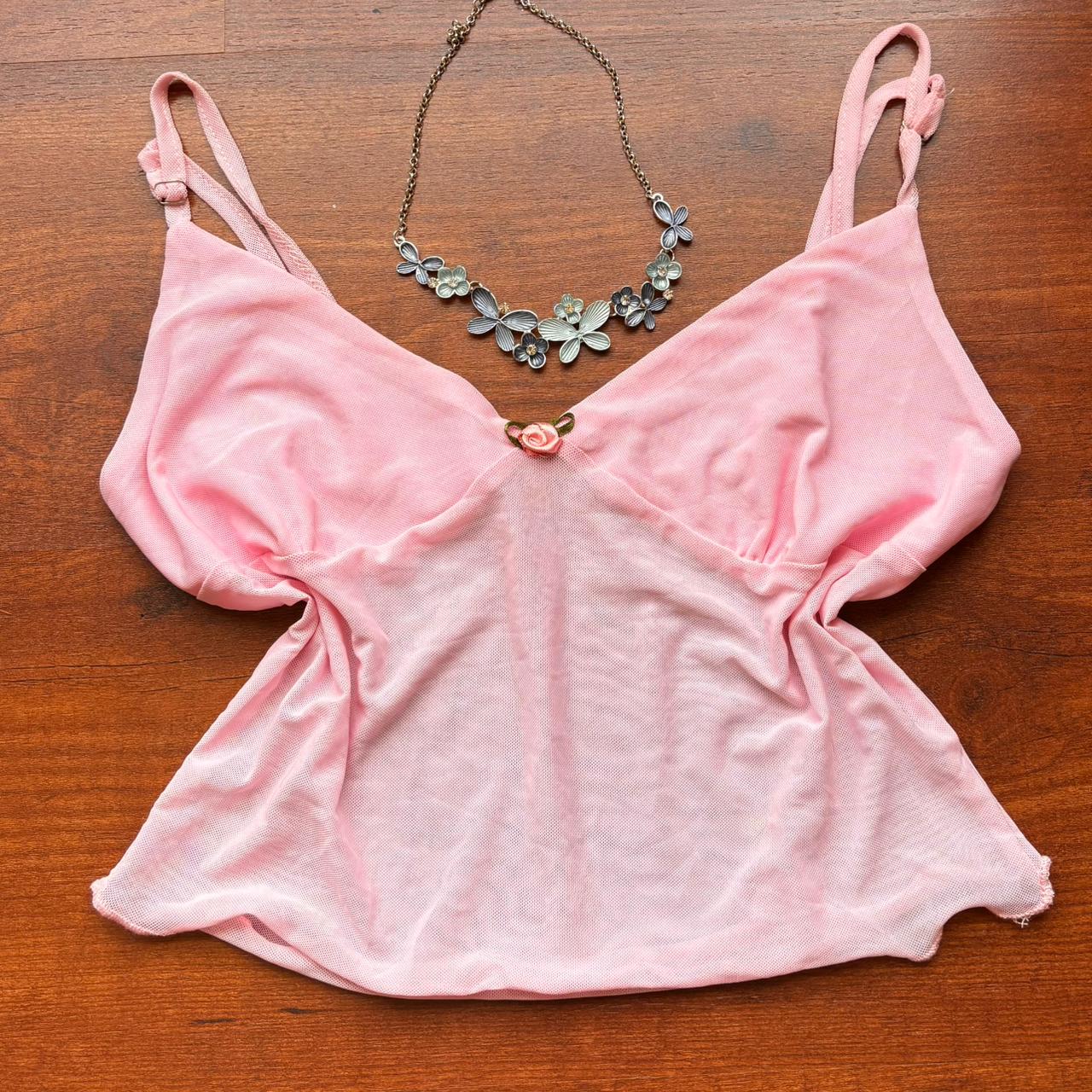 Pink Mesh Cami Top