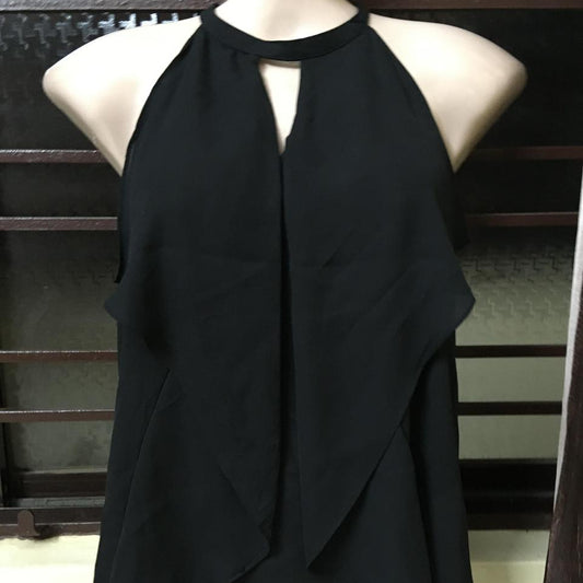 Sleeveless Black Halter-Neck Top