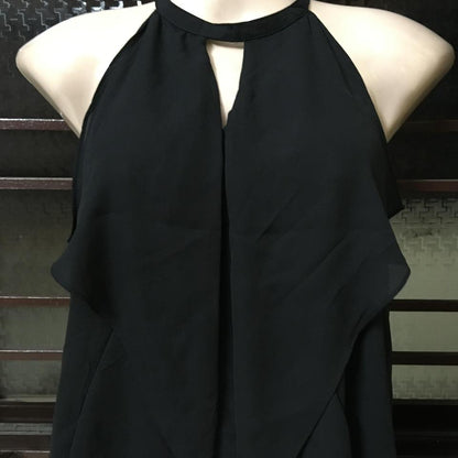 Sleeveless Black Halter-Neck Top