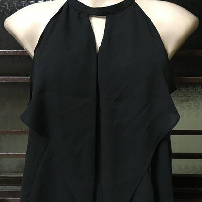 Sleeveless Black Halter-Neck Top