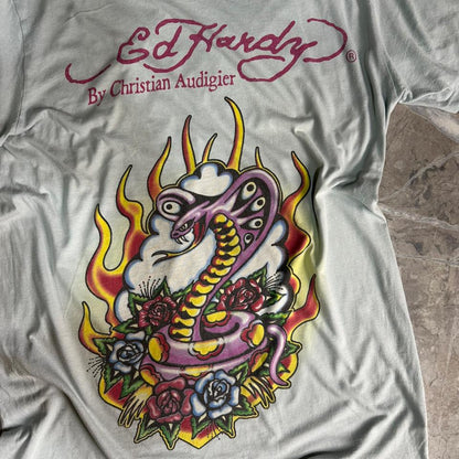 Y2K Edhardy Snake Print Tee