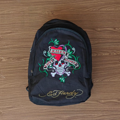 Ed Hardy Embroidered Print Backpack