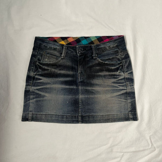 Stone Wash Denim Mini Skirt