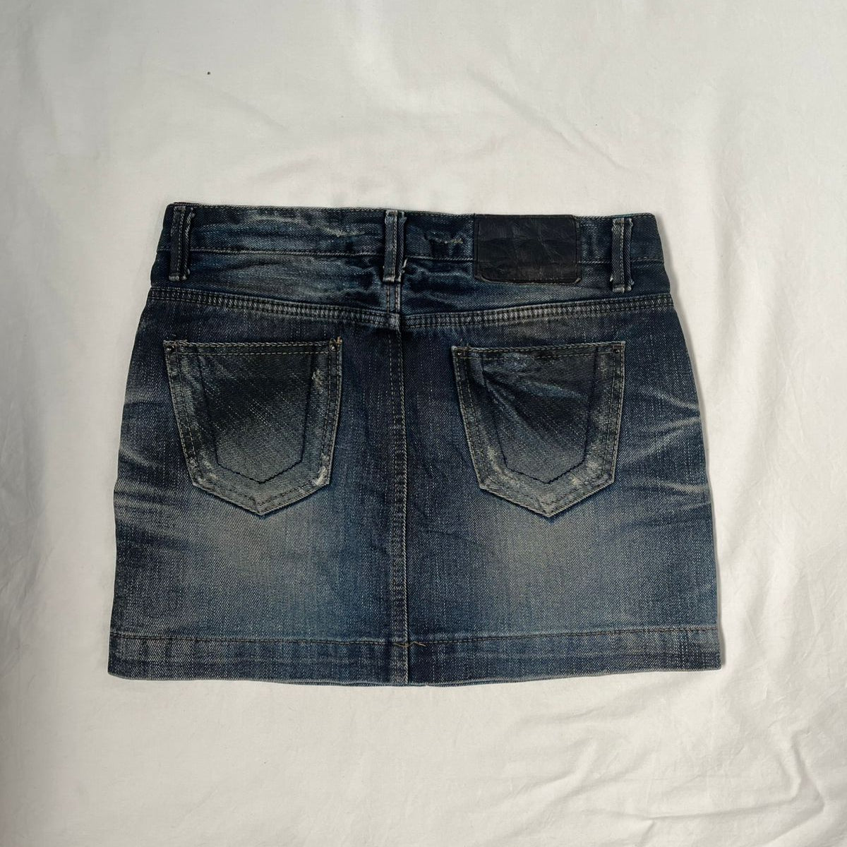 Stone Wash Denim Mini Skirt