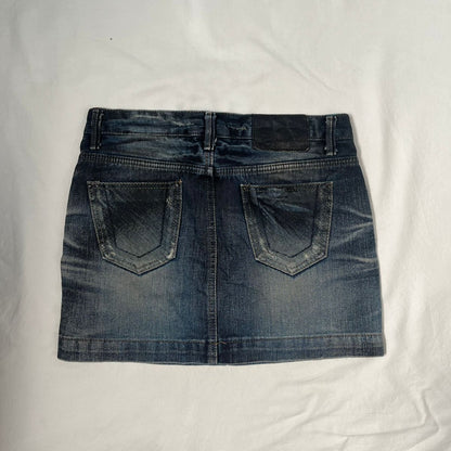 Stone Wash Denim Mini Skirt