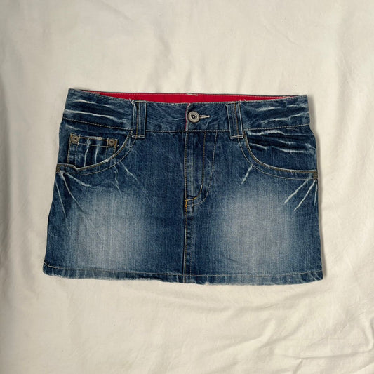Stone Wash Denim Mini Skirt