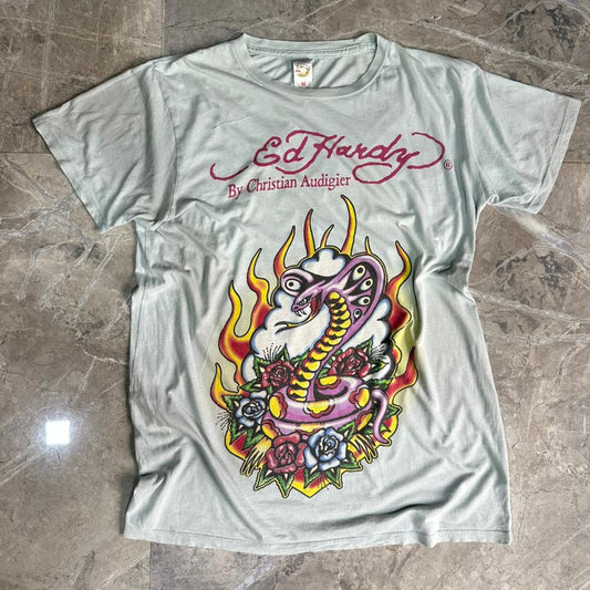 Y2K Edhardy Snake Print Tee