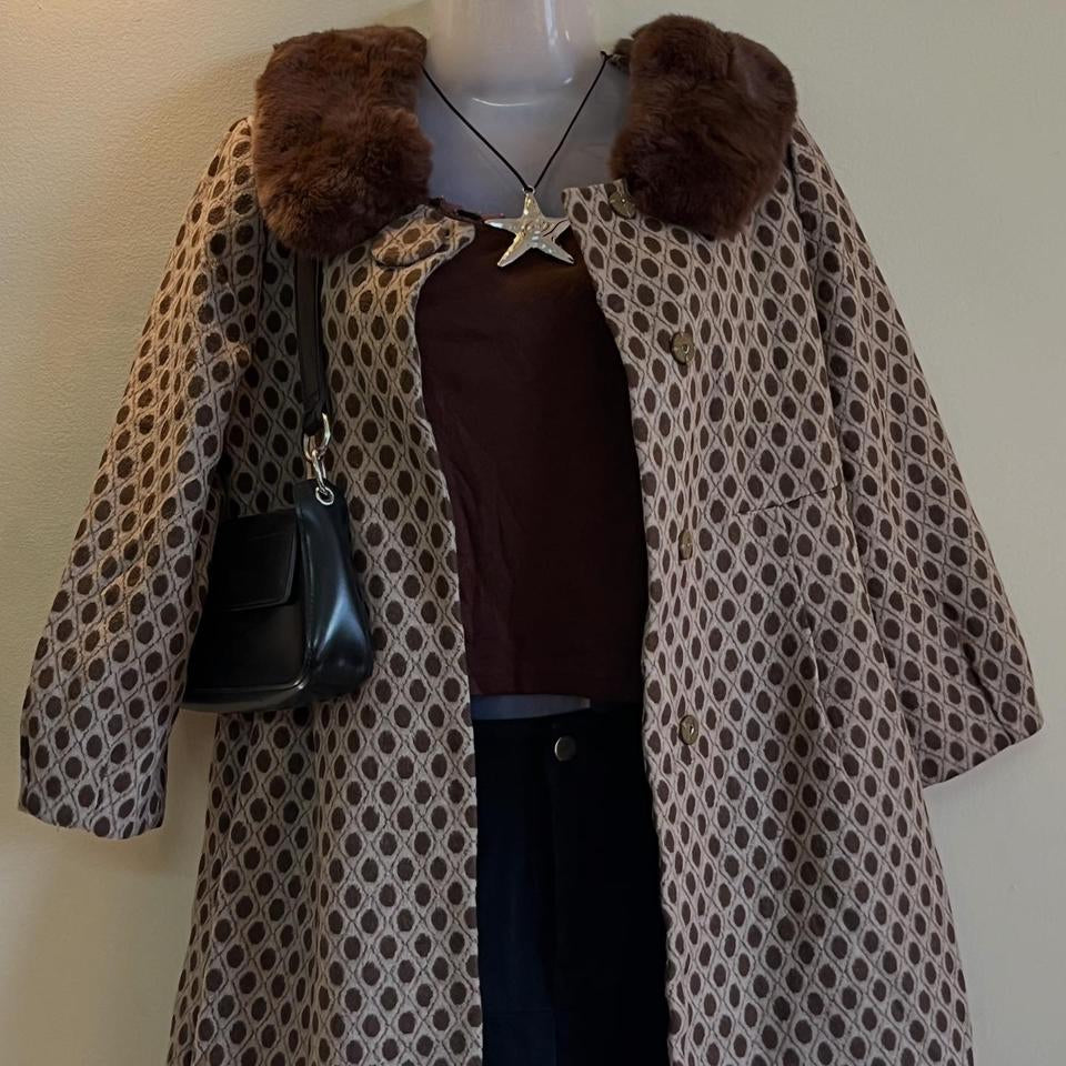 Rabbit Fur Woolen Peacoat