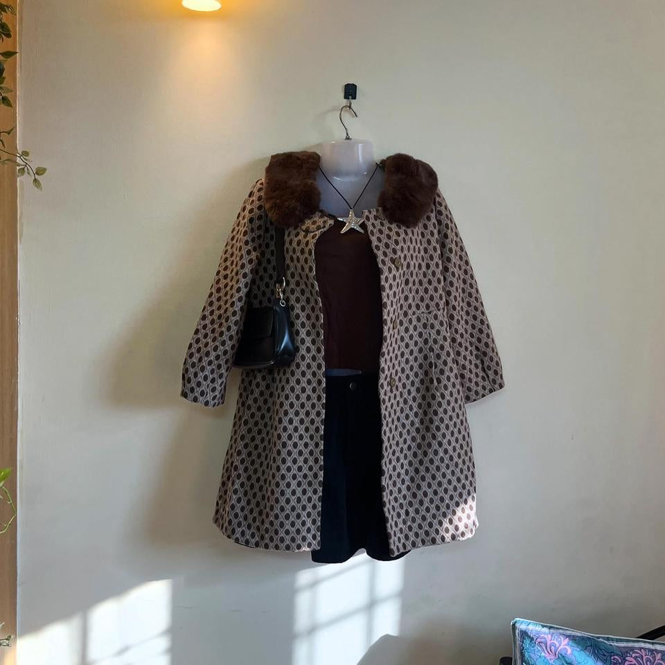 Rabbit Fur Woolen Peacoat