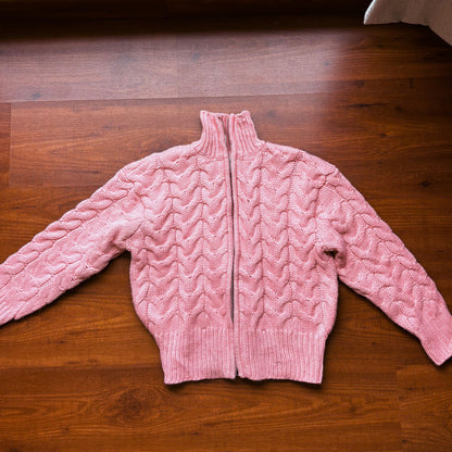 Baby Pink Cable Knit Zip Up
