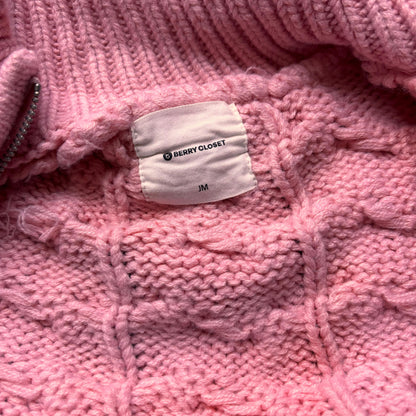 Baby Pink Cable Knit Zip Up