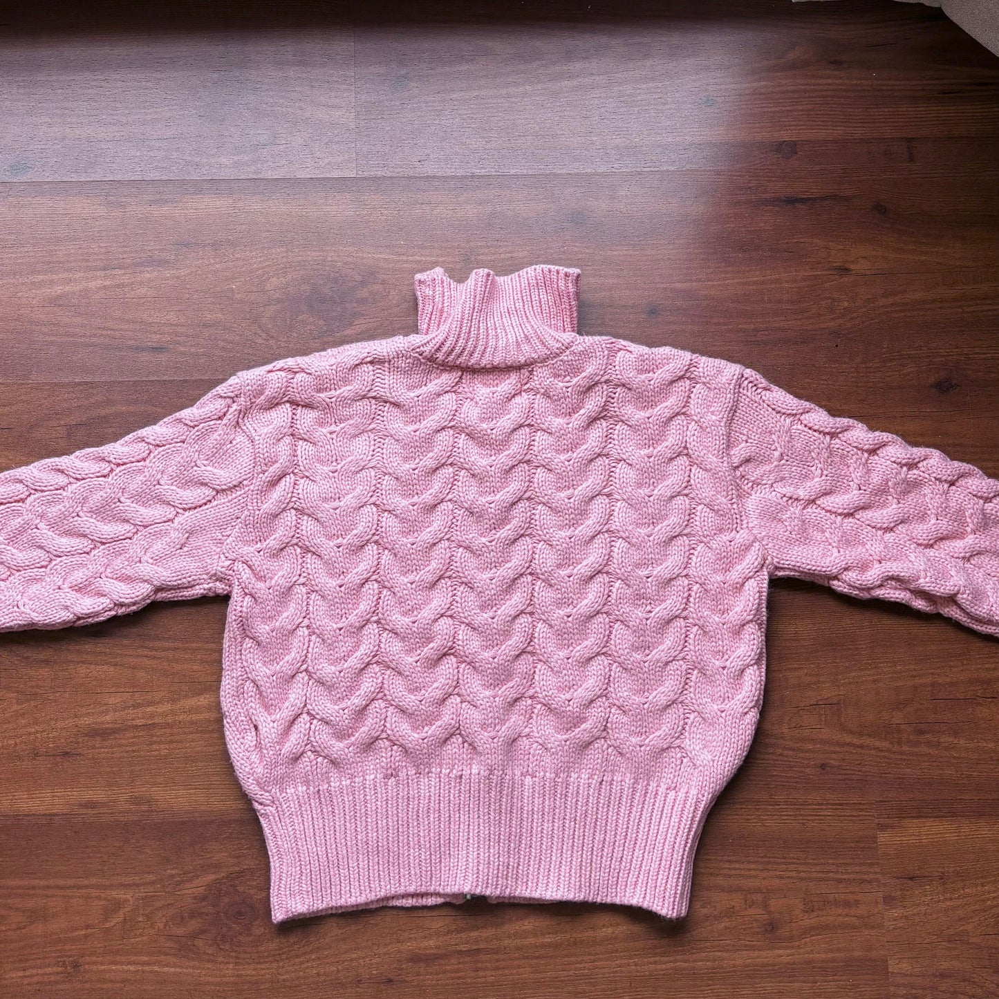 Baby Pink Cable Knit Zip Up