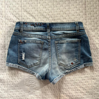 Low rise denim shorts