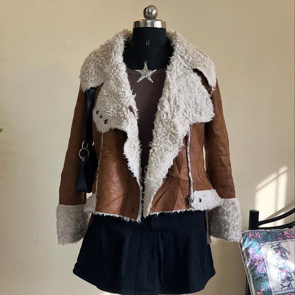 Brown Suede Fur Jacket