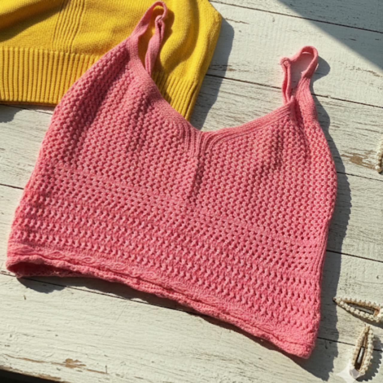 FB Sister Knitwear Pink Crochet Top