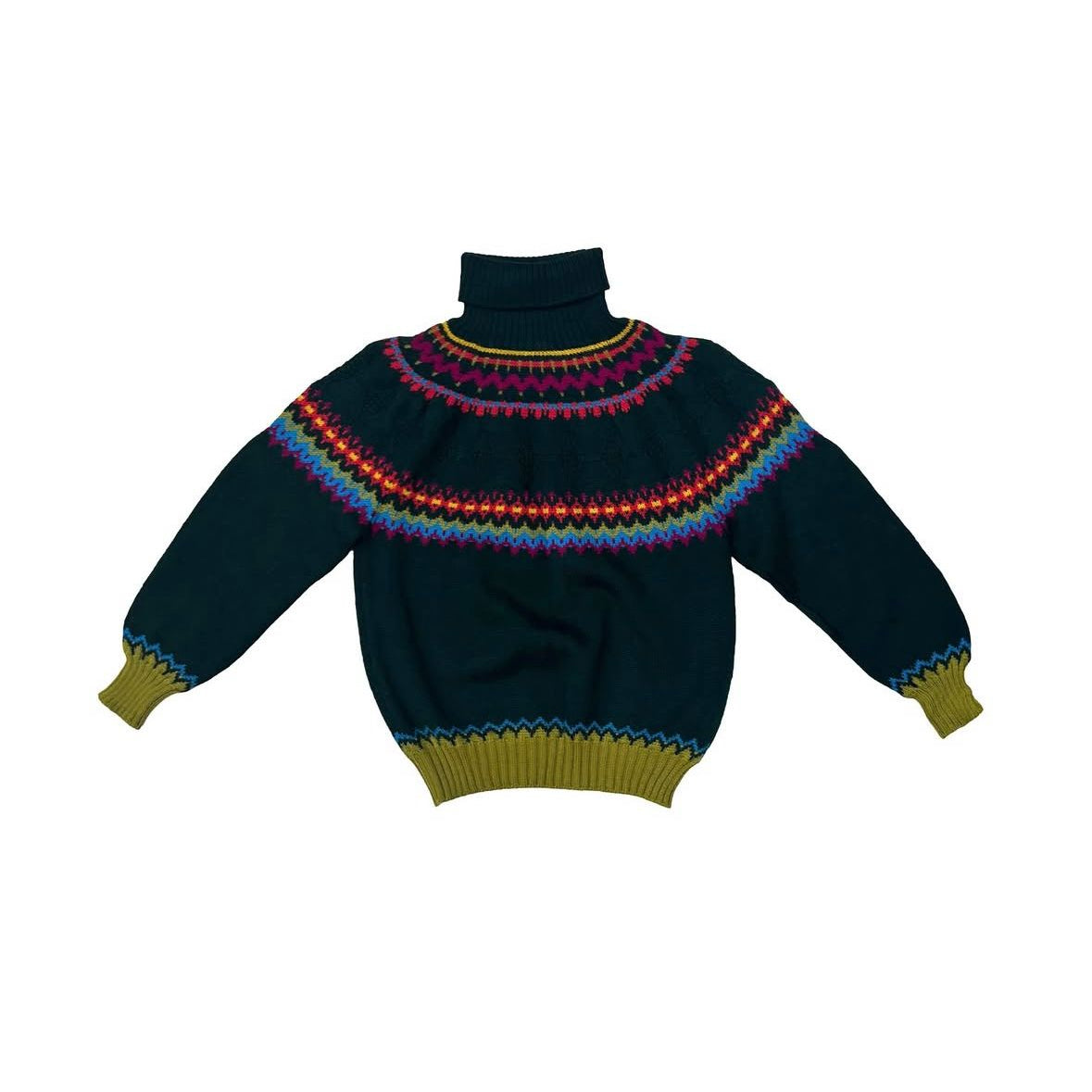 Vtg 80s Fair Isle Turtleneck Sweater