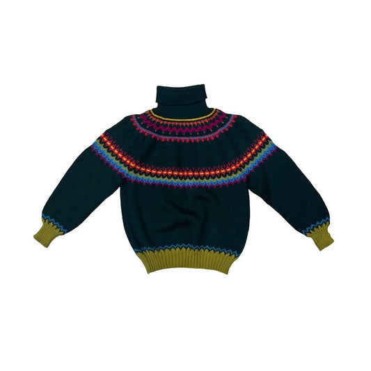 Vtg 80s Fair Isle Turtleneck Sweater