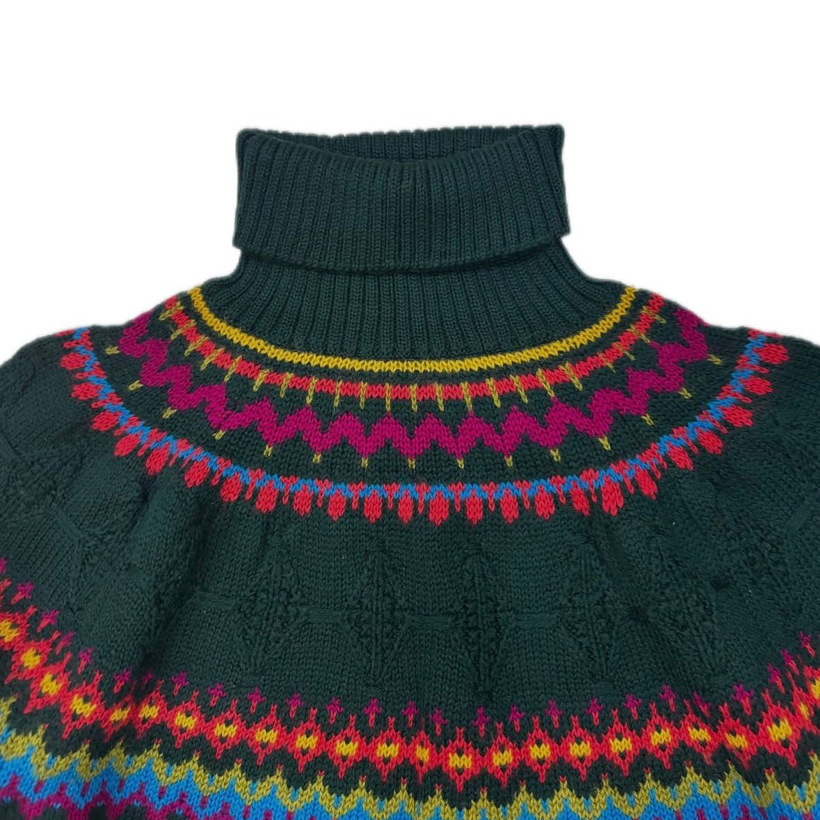Vtg 80s Fair Isle Turtleneck Sweater