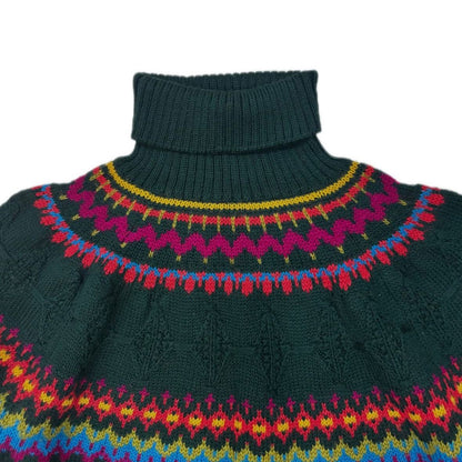 Vtg 80s Fair Isle Turtleneck Sweater